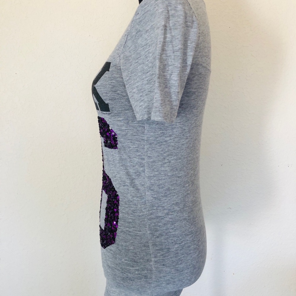 Victoria's Secret Gray Tee with Purple Sequin Accents - Picture 2 of 5